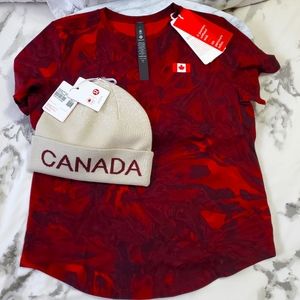 Lululemon Team Canada Crew Neck T-Shirt & Reversible Tuque
